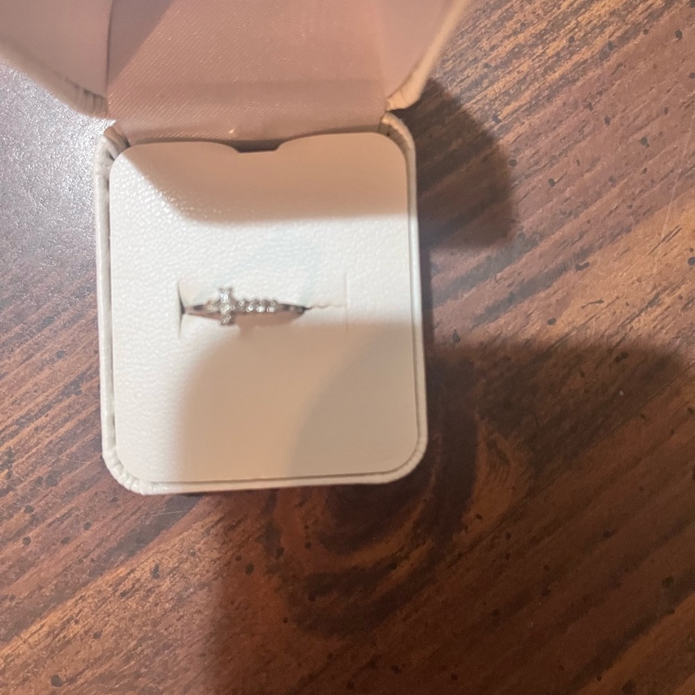 Sterling silver cz cross pinky ring